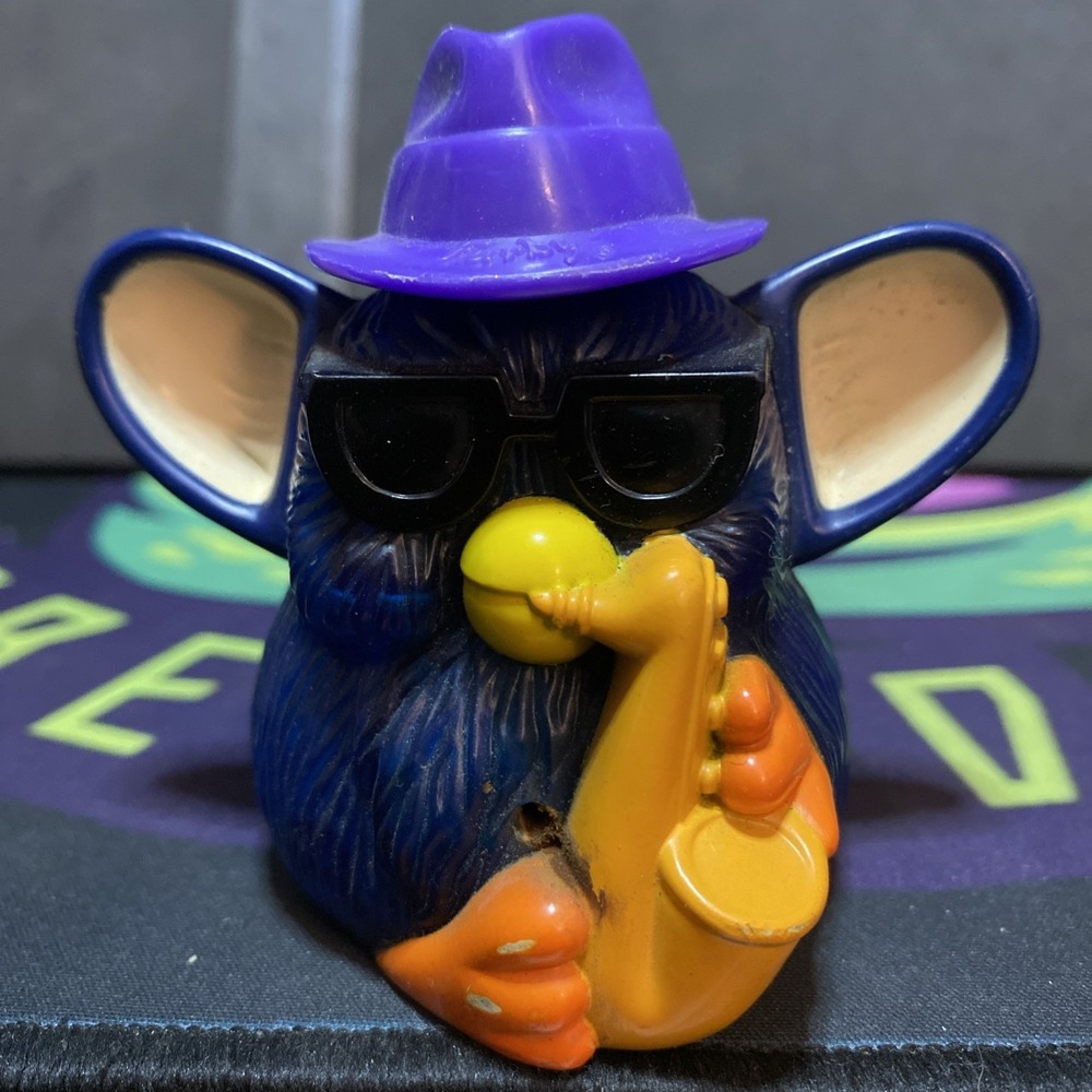 Furby Playing A Sax-Blue-McDonald's Toy-Tiger Electronics.